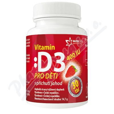 Vitamín D3 400IU pro děti - jahoda tbl.30